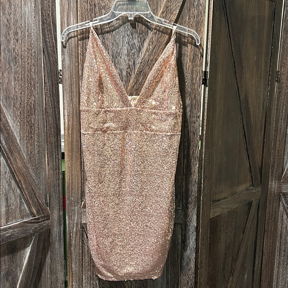 Glamorous Rose Gold Sequin Dress